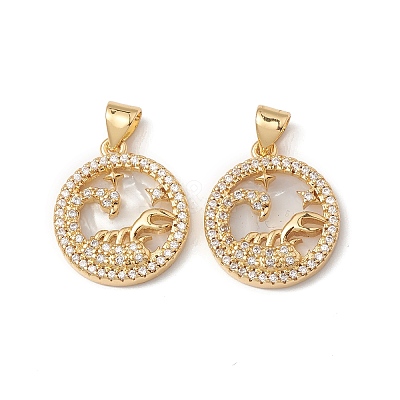 Rack Plating Brass Shell Pendants KK-D087-25G-08-1