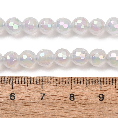 Electroplated Natural Agate Beads Strands G-B191-A07-6mm-01-1