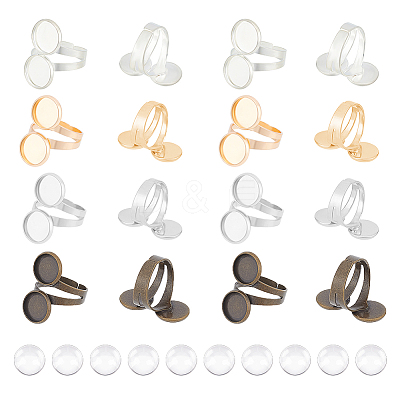 DIY Double Blank Dome Finger Ring Making Kit DIY-UN0004-25B-1