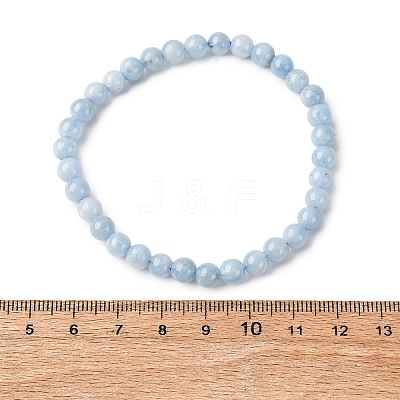 Natural Aquamarine Round Bead Stretch Bracelets for Men Women BJEW-U034-01E-01-1
