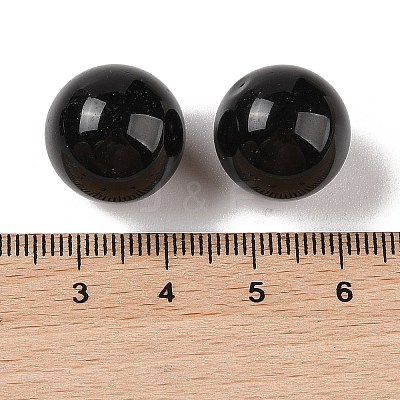 Natural Black Onyx(Dyed & Heated) No Hole Sphere Beads G-K353-04D-32-1