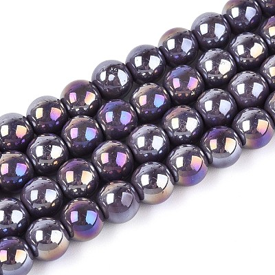 Electroplate Opaque Glass Beads Strands LS-GLAA-T032-P8mm-AB15-1
