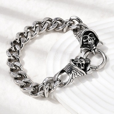 304 Stainless Steel Cuban Link Chains Bracelets for Unisex BJEW-A092-06A-P-1