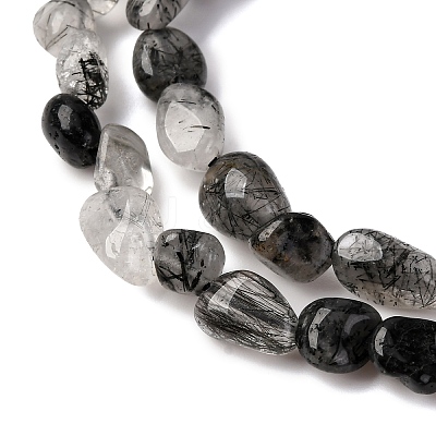 Natural Black Rutilated Quartz Beads Strands G-R445-6x8-18-1