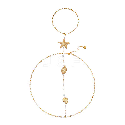 Ocean Alloy & Iron Starfish Shell Shape Back Chain Necklaces for Backless Dress with Imitation Pearl WG9F3AC-01-1