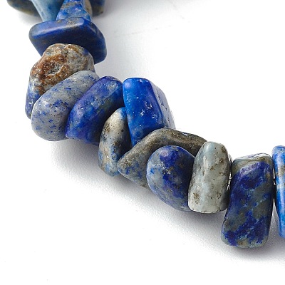 Natural Lapis Lazuli Chip Bead Stretch Bracelets for Children BJEW-JB06388-04-1