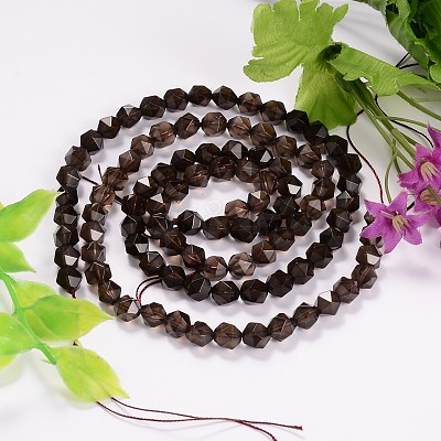 Faceted Natural Smoky Quartz Gemstone Bead Strands G-J331-29-8mm-1