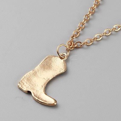 Cowboy Theme Enamel Pendant Necklace with Cable Chains NJEW-WH0013-17B-1