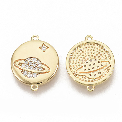 Brass Micro Pave Cubic Zirconia Links connectors KK-T051-04G-NF-1