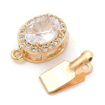 Brass Micro Pave Cubic Zirconia Box Clasps KK-C080-12G-01-1