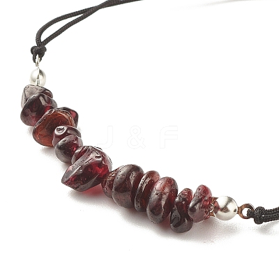 Natural Garnet Chips Braided Bead Bracelet X-BJEW-JB08019-12-1