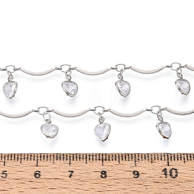 Brass Glass Scalloped Bar Chains CHC-T018-08P-1