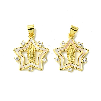 Real 18K Gold Plated Brass Micro Pave Cubic Zirconia Pendants KK-H472-14G-01-1