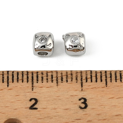 Brass Clear Cubic Zirconia Beads KK-D106-10P-1
