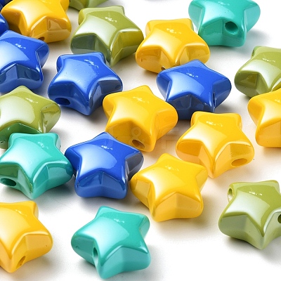 32Pcs 8 Colors Opaque Acrylic Beads MACR-YW0001-41-1