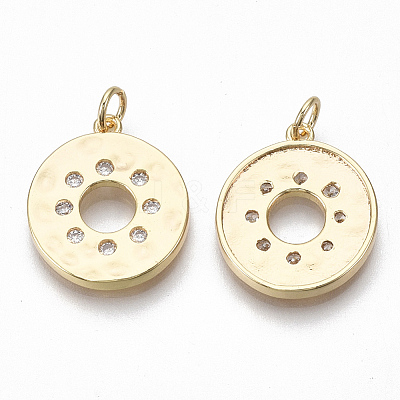 Brass Micro Pave Clear Cubic Zirconia Pendants KK-S356-009G-NF-1