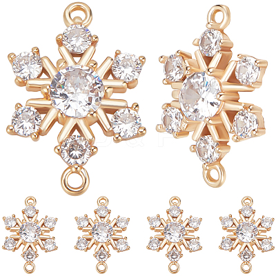 10Pcs Brass Micro Pave Clear Cubic Zirconia Connector Charms ZIRC-BBC0002-86A-1