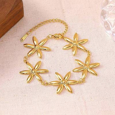 304 Stainless Steel Link Chain Bracelets for Women BJEW-H641-03A-G-1