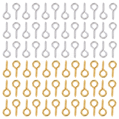 600Pcs 2 Colors Iron Screw Eye Pin Peg Bails IFIN-SP0001-06-1