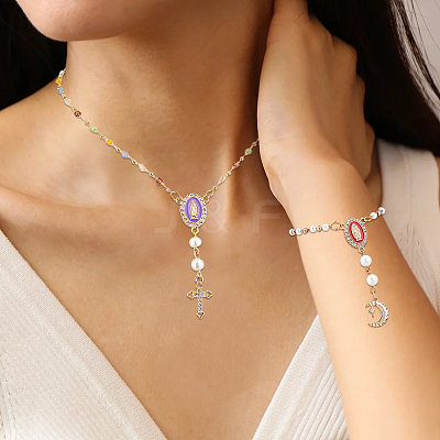 60Pcs 12 Colors Zinc Alloy Enamel Religion Oval with Virgin Mary Chandelier Component Links FIND-FH0017-98-1