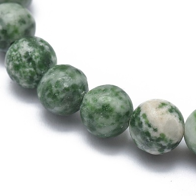 Natural Green Spot Jasper Bead Stretch Bracelets BJEW-K212-C-017-1