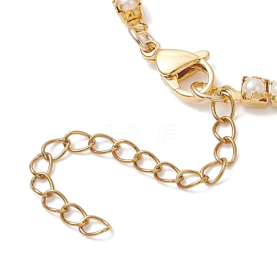 Square Brass Claw ABS Plastic Imitation Pearl Link Chain Bracelets for Women BJEW-JB12846-1