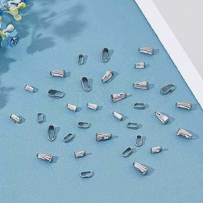 200Pcs 2 Style 304 Stainless Steel Snap On Bails STAS-UN0029-19-1