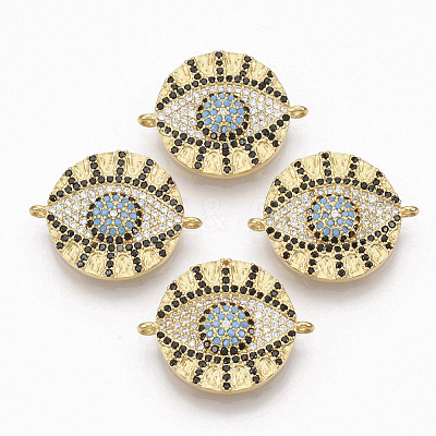 Brass Micro Pave Cubic Zirconia Links Connectors ZIRC-T012-74G-1