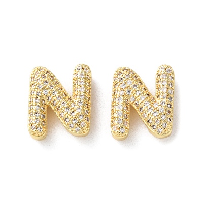 Rack Plating Brass Micro Pave Cubic Zirconia Slide Charms KK-C084-34G-N-1