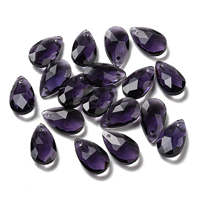 Faceted Teardrop Glass Pendants GLAA-O008-A02-1