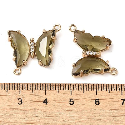 Brass Pave Faceted Glass Connector Charms X-FIND-Z020-04S-1