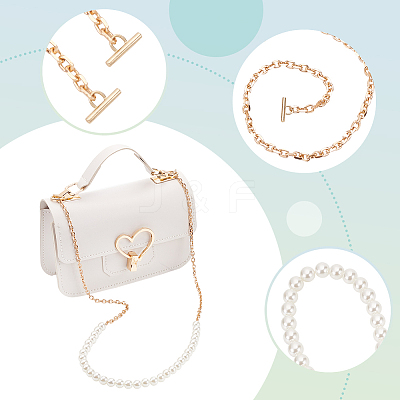 3Pcs 3 Styles ABS Plastic Imitation Pearl Purse Chains FIND-WR0009-73B-1