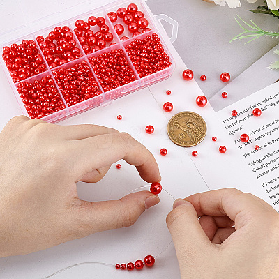 1113Pcs 6 Styles Imitation Pearl Resin Beads Strands RESI-PH0002-29-1