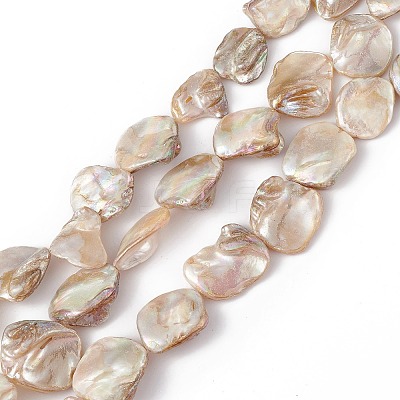 AB Color Plated Natural Freshwater Shell Beads Strands BSHE-G033-03B-1