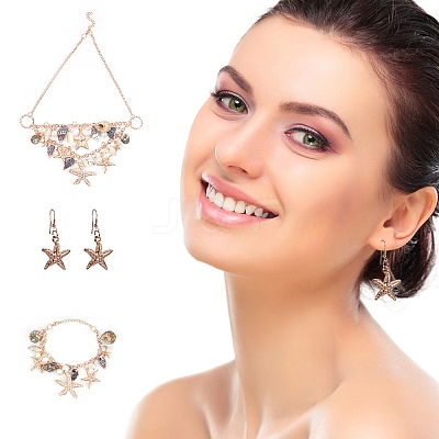Trendy Starfish and Conch Jewelry Sets SJEW-PH0001-02G-1