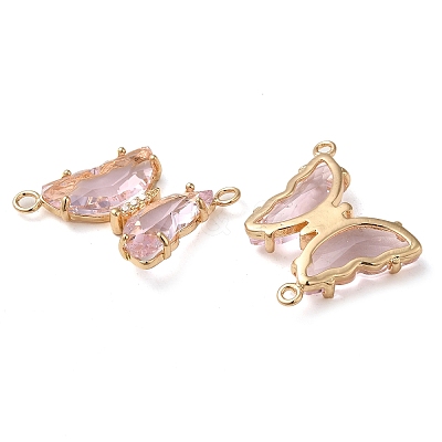 Brass Pave Faceted Glass Connector Charms X-FIND-Z020-04I-1