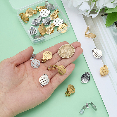 24Pcs 2 Colors 304 Stainless Steel Clip-on Earring Findings STAS-ME0001-60-1
