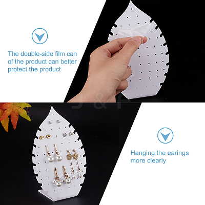 4Pcs Leaf Shaped Acrylic Slant Back Earring Display Stands EDIS-FG0001-62-1