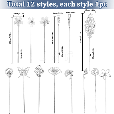 Brass/Iron /Alloy Hair Sticks OHAR-SC0001-09S-1
