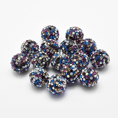 Handmade Polymer Clay Rhinestone Beads RB-L030-18D-12mm-1