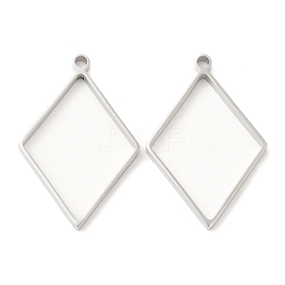 Non-Tarnish 304 Stainless Steel Open Back Bezel Rhombus Pendants STAS-Z040-02B-P-1