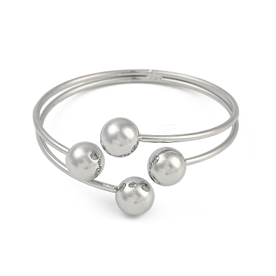 Round Brass Open Cuff Torque Bangles for Women BJEW-Z074-03P-1