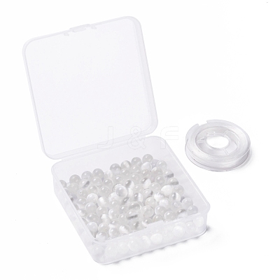 100Pcs 8mm Natural Selenite Beads DIY-LS0002-17-1