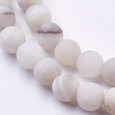 Natural White Agate Bead Strands G-J376-02-6mm-1