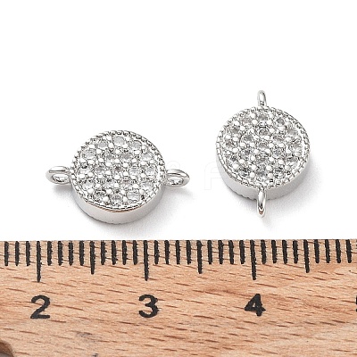 Rack Plating Brass Micro Pave Clear Cubic Zirconia Connector Charms KK-Z036-07P-1