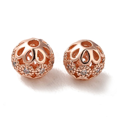 Rack Plating Brass Pave Cubic Zirconia Beads KK-M285-32C-RG-1