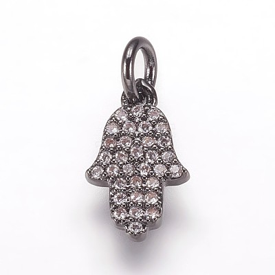 Brass Micro Pave Cubic Zirconia Charms Pendants ZIRC-K070-32-1