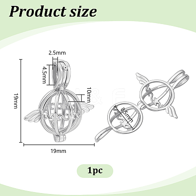 1Pc 925 Sterling Silver Hollow Bead Cage Pendants STER-PH0003-81P-1