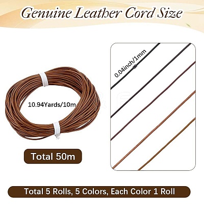 50M 5 Colors Cowhide Leather Cord WL-CL0001-09-1