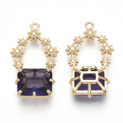 Golden Tone Brass Pendants X-GLAA-R212-09B-1